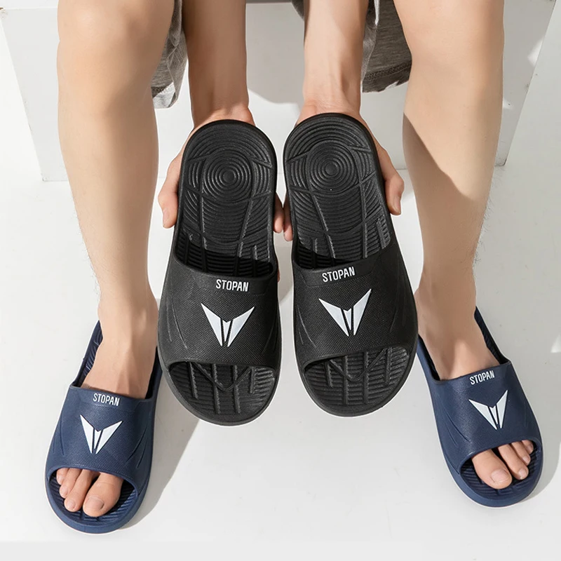 2024 New Men\'s Slippers Plus Size Men Indoor Home Slippers Bath Slipper PVC Soft Sole anti slip Outdoor Beach Flip Flops Sandals