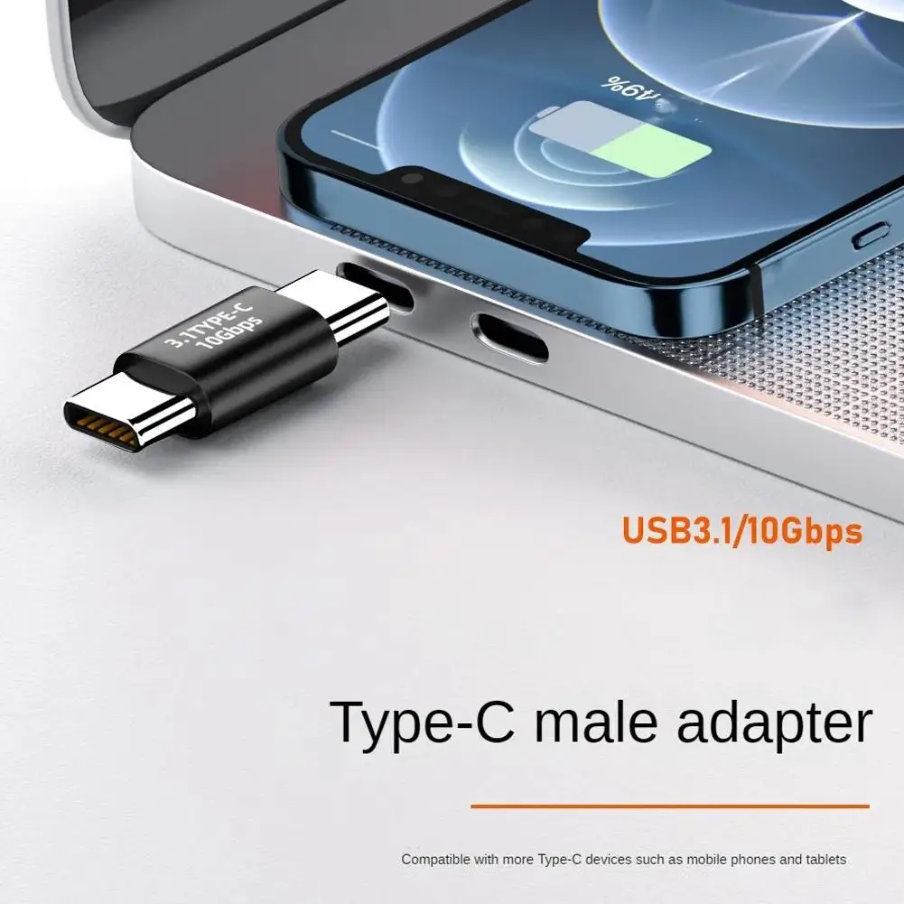 Adaptador tipo C a tipo C para teléfono móvil, adaptador macho a Flash, transferencia de dispositivos masculinos, variedad de datos compatibles, 10gbps, USB3.1, Tran, V2P6