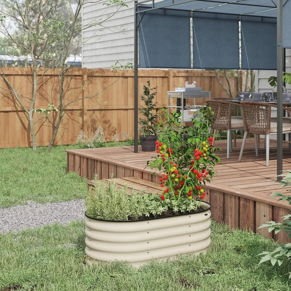 

3.5' x 2' x 1.4' Galvanized Raised Garden Bed Kit, Outdoor Metal Elevated Planter Box with Safety Edging, Easy DIY, Customized