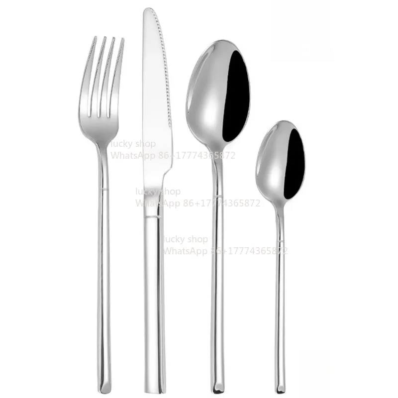 

Набор столовых приборов из нержавеющей стали, 24 предмета, полный комплект ножей, вилок и ложек цвета розового золота