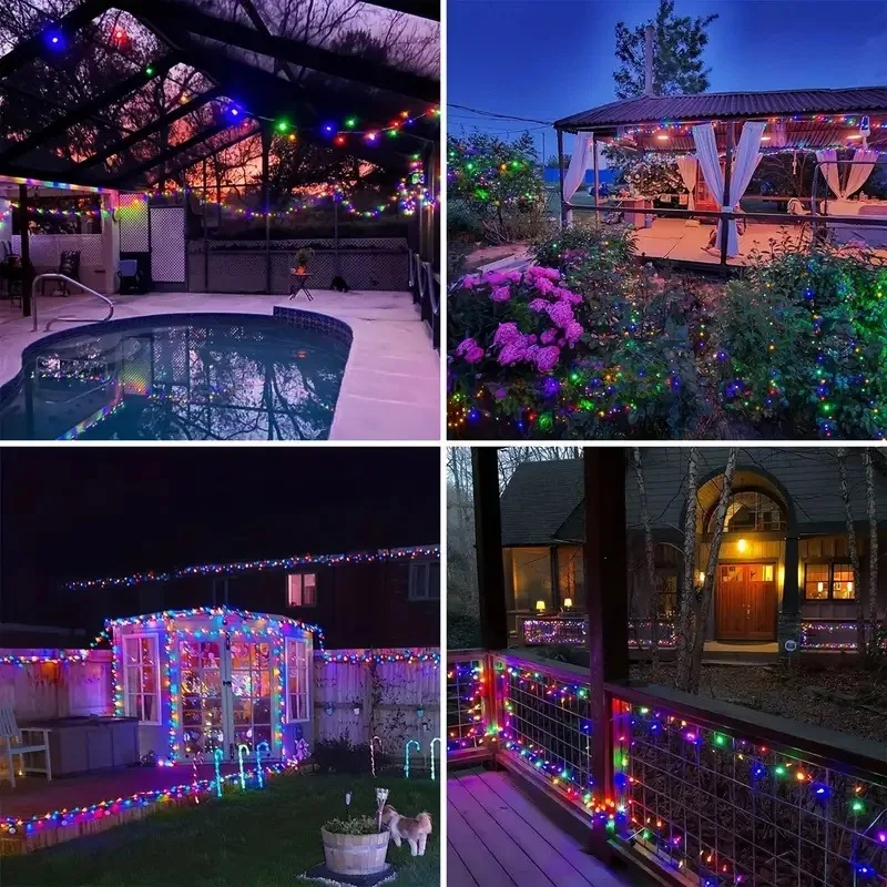 Outdoor Solar LED String Lights Waterproof 8 Modes Fairy Lights Solar Powered for Christmas Tree Patio Yard Party Holiday Decor