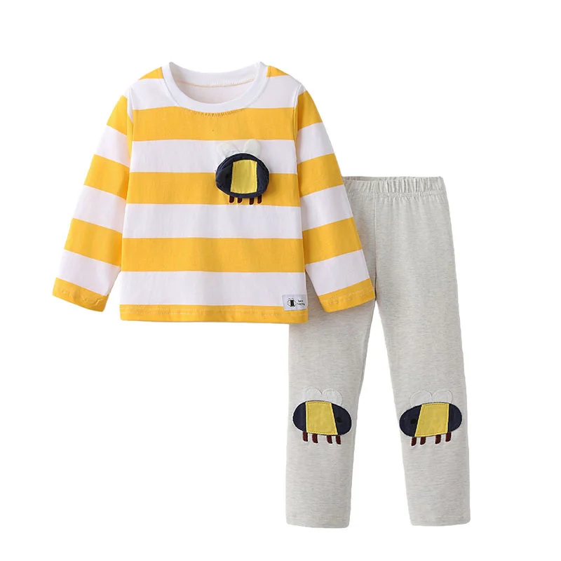 Biene-Applikation, 2–7 Jahre, langärmelig, Mädchen-Kleidungssets, Kinderanzüge, 2-teiliges Oberteil + Leggings, Babykostüm, Herbst, Frühling, Kinder-Outfits – Detail 3