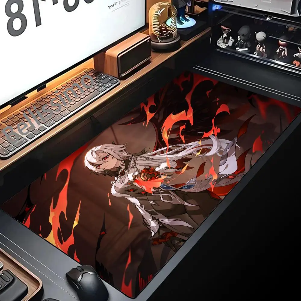 Genshin Impact Arlecchino Mouse Pad Anime Cartoon Girl Keyboard Rug PC Gaming Accessories Mousepad Laptop Speed Desk Mat Carpet