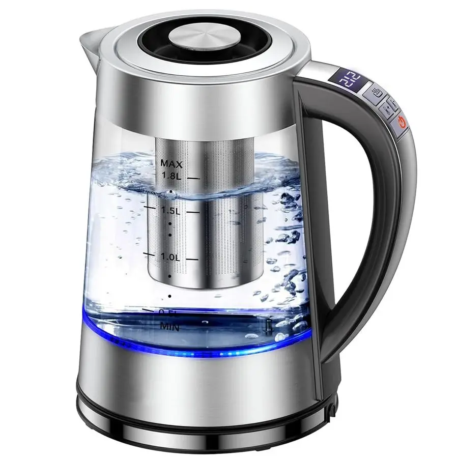 

Kettle with Temperature Control for Tea and Coffee, 1.8L 1500W, Keep Warm Removable Infuser, Glass Tea Kettle Hot Water Boiler,