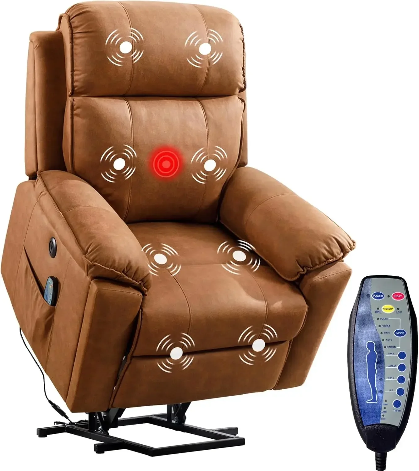 Chair with Massage and Heat for Elderly Recliner Brown Power Lift Chair