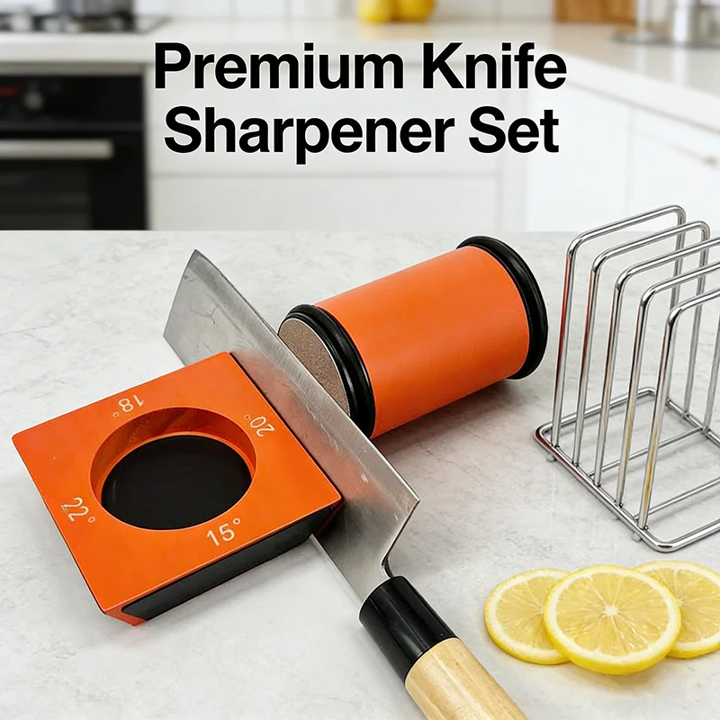 

4-Angle Rolling Knife Sharpener 15/18/20/22° Roller Sharpeners Magnet Wooden base Diamond Grinder Set Woodwork Sharpening System