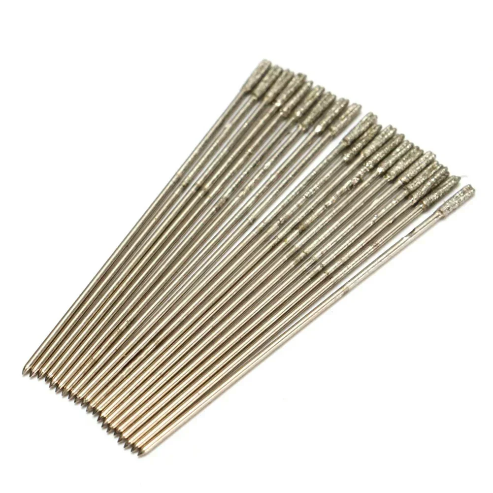 20 piezas Mini brocas de 0,6x1mm, brocas lapidarias recubiertas de diamante, puntas sólidas, aguja para joyería, ágata, uso de taladro de banco pequeño