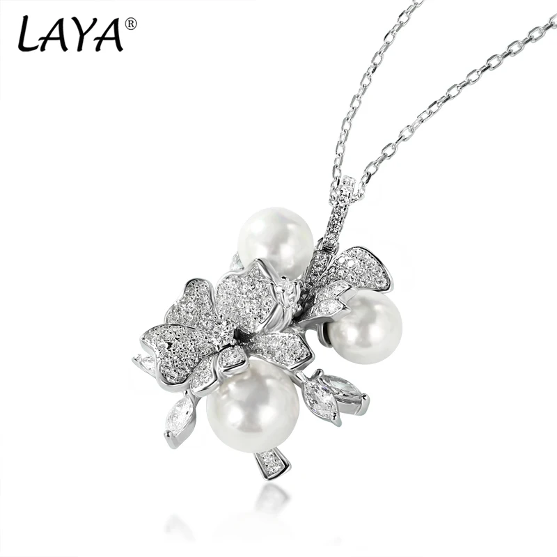 2025 LAYA 925 Sterling Silver Fashion New Style High Quality Zircon Shell Pearl Necklace Women's Wedding Party Fine Jewelry image 3