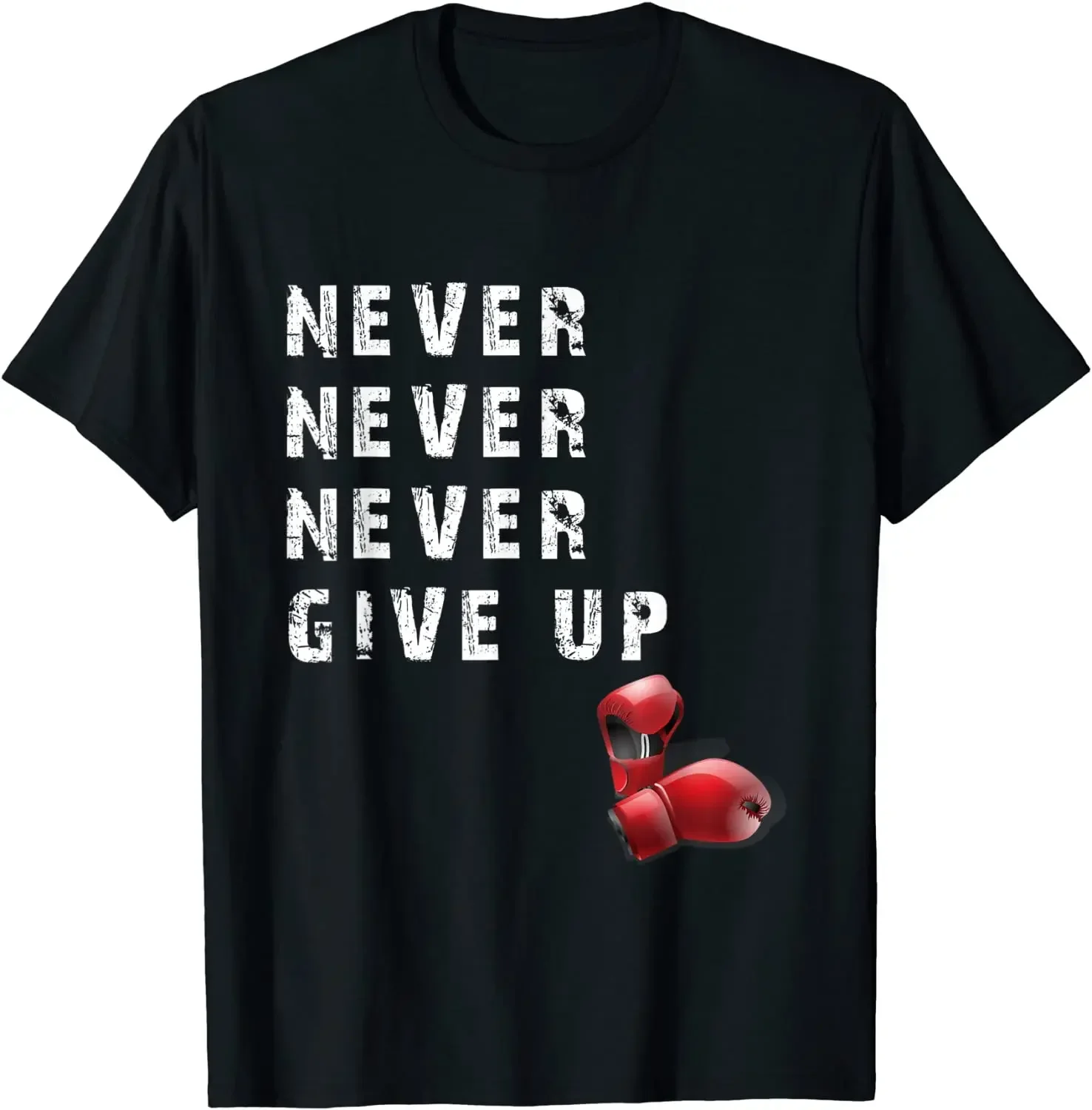 Boxing Gloves Never Give Up Men‘s Summer Cotton O-neck T Shirts