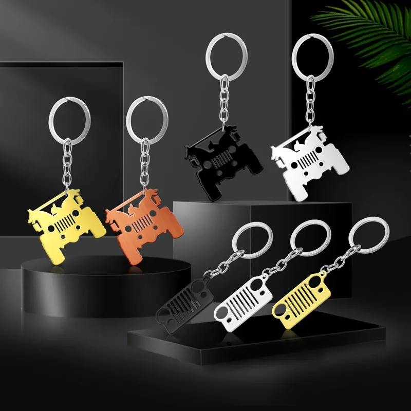 Creative Car Front Grill Modle Metal Car Keychain Keyring Decoration For Wrangler JK JL TJ XJ Renegade Grand Cherokee Compass