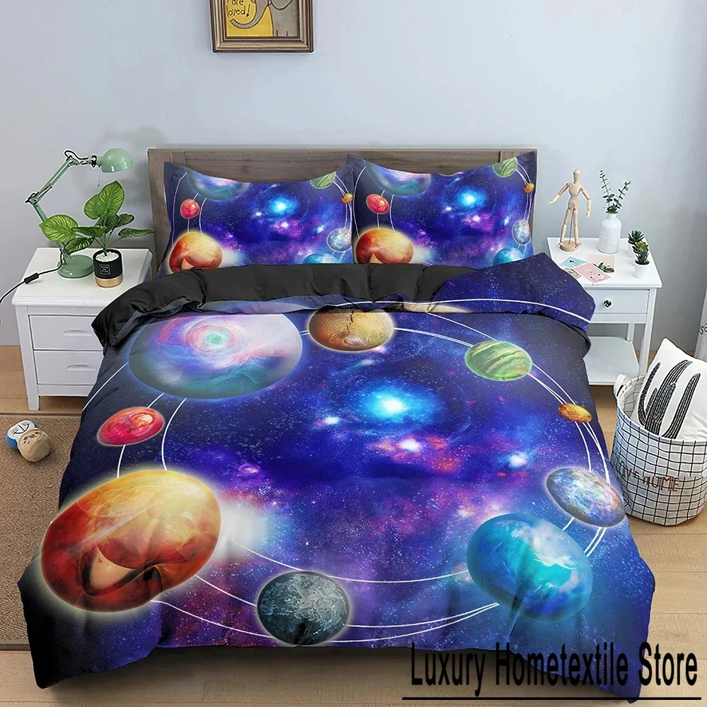 

Galaxy Space Bedding Set 3D Universe Duvet Cover Psychedelic Quilt Cover with Zipper Queen Double Full Polyester Comforter Cover