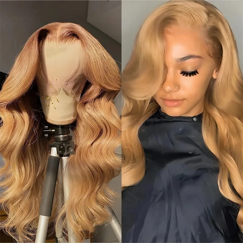 HD Transparente Lace Frontal Peruca para Mulheres, Mel Loiro Colorido, Pré Arrastado Cinza Loiro Cabelo Humano, 13x4 Lace Front Wig, 13x6