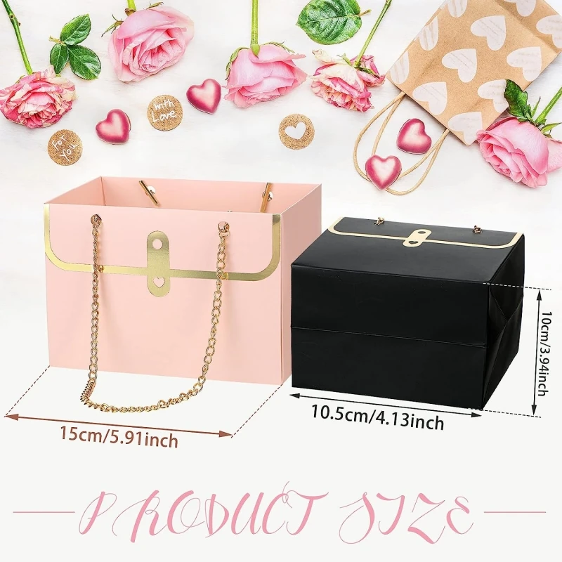 Portable Flower Box Wedding Creative Bouquet Small Scented Bag Rose Party Foldable Paper Tote Gift Bag Gift Flower Packaging