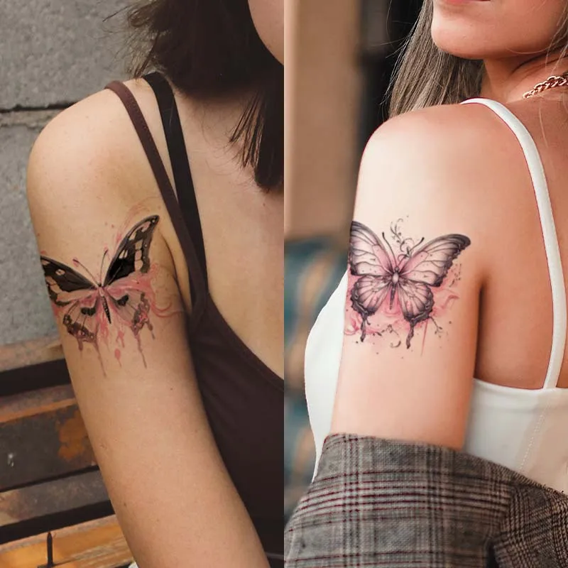 Tattoo Stickers Colorful Butterfly Trend Niche High-End Internet Celebrity Same Style Semi-Permanent Herbal Realistic Tattoo