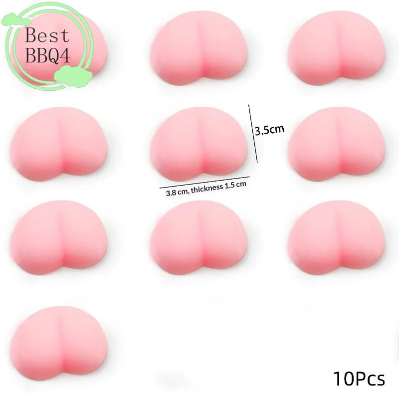 (1BBQ4)10Pcs 3D Butt Mochi Squeeze Stereo Relieve Stress Fun Noctilucent Peach Bum Sticker Mobile Phone Decoration Party Gift