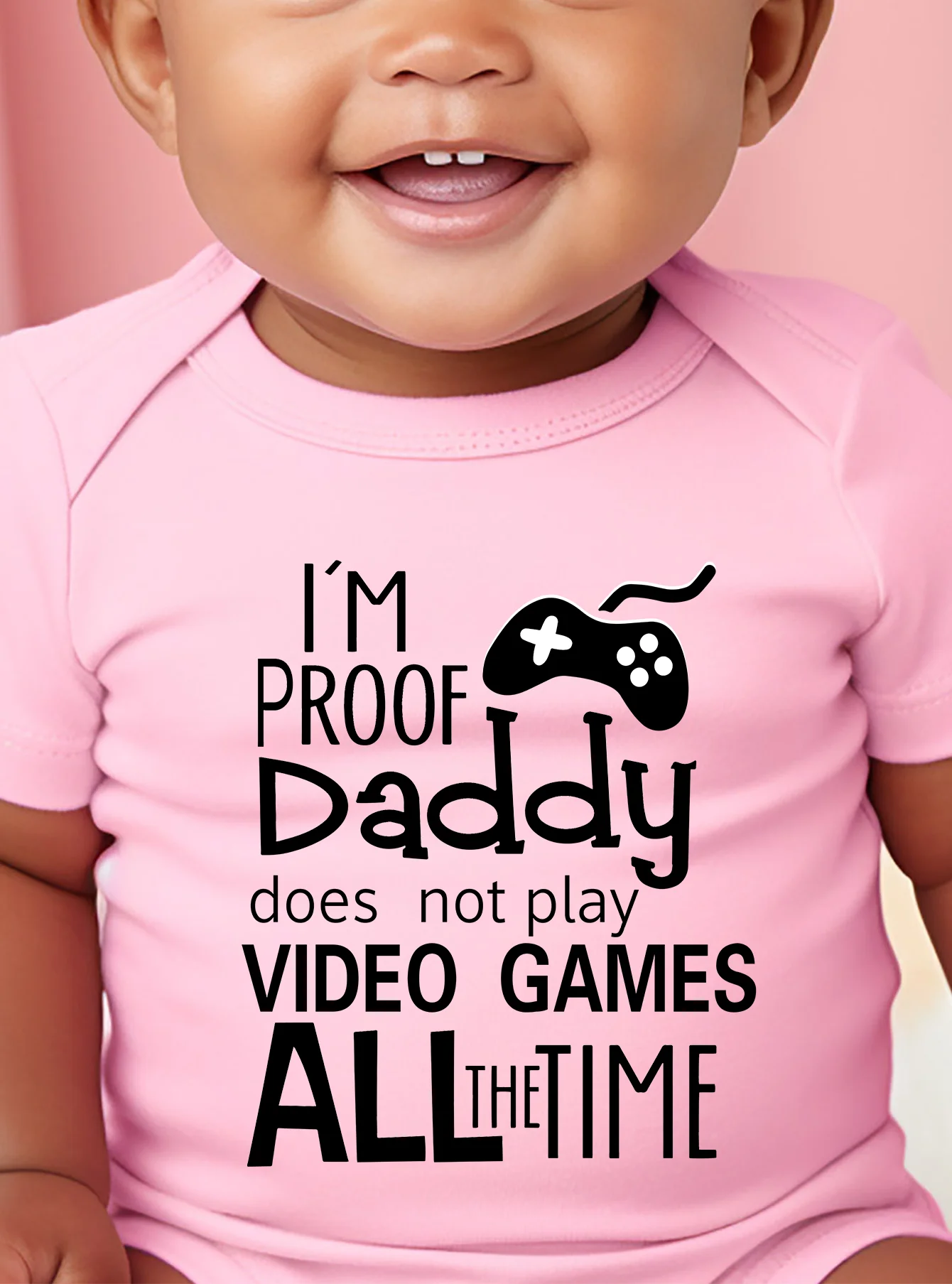 Bodysuit Short Sleeve Clothes Romper Baby Girl Boy Toddler Infant Jumpsuit Newborn I\'m Proof Daddy Doesn\'t Play Video Games