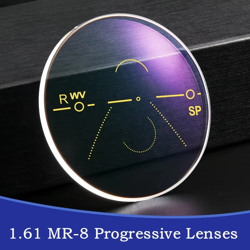 1.61 MR-8 ウルトラタフ HD 非球面アンチブルーライトフォトクロミックリムレスメガネ累進多焦点レンズ 1 ペア