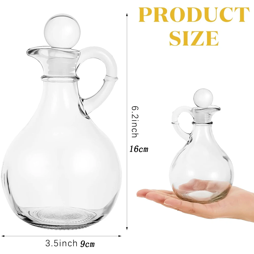 Oil and Vinegar Cruet Set Glass Oil and Vinegar Dispenser with Airtight Stopper, Glass Condiment Container for Homemade Oil