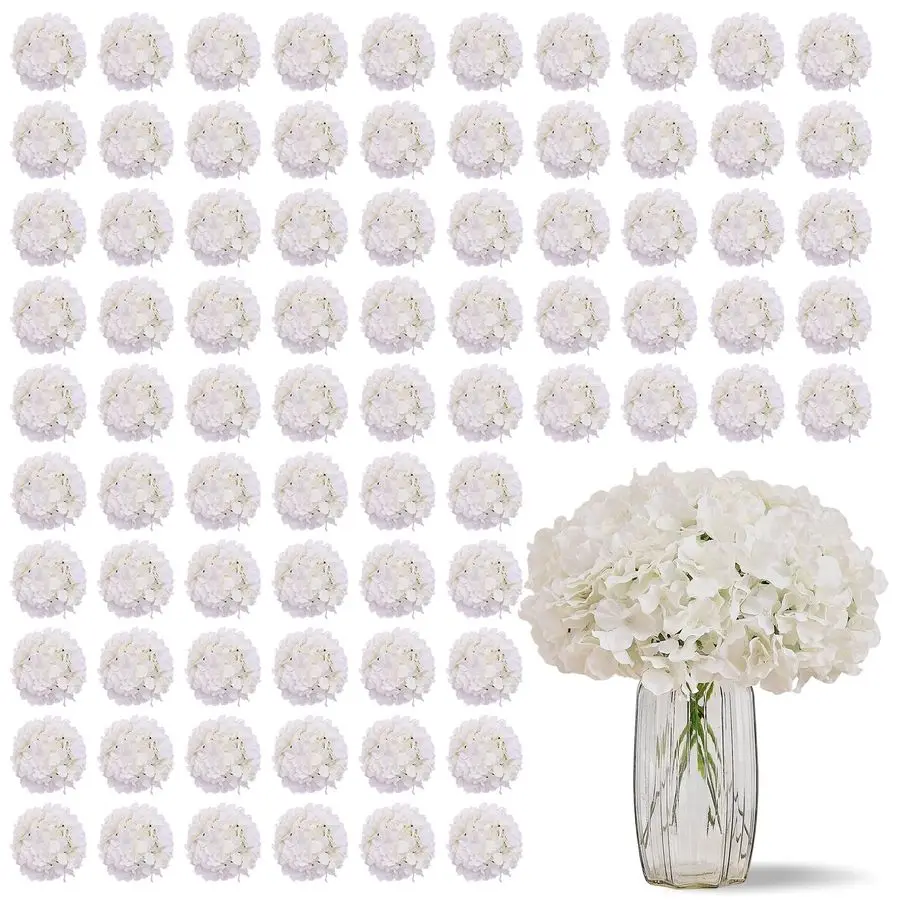 

Искусственные цветы гортензии цвета слоновой кости, шелковые головки гортензии с стеблями для свадебных композиций, домашнего декора