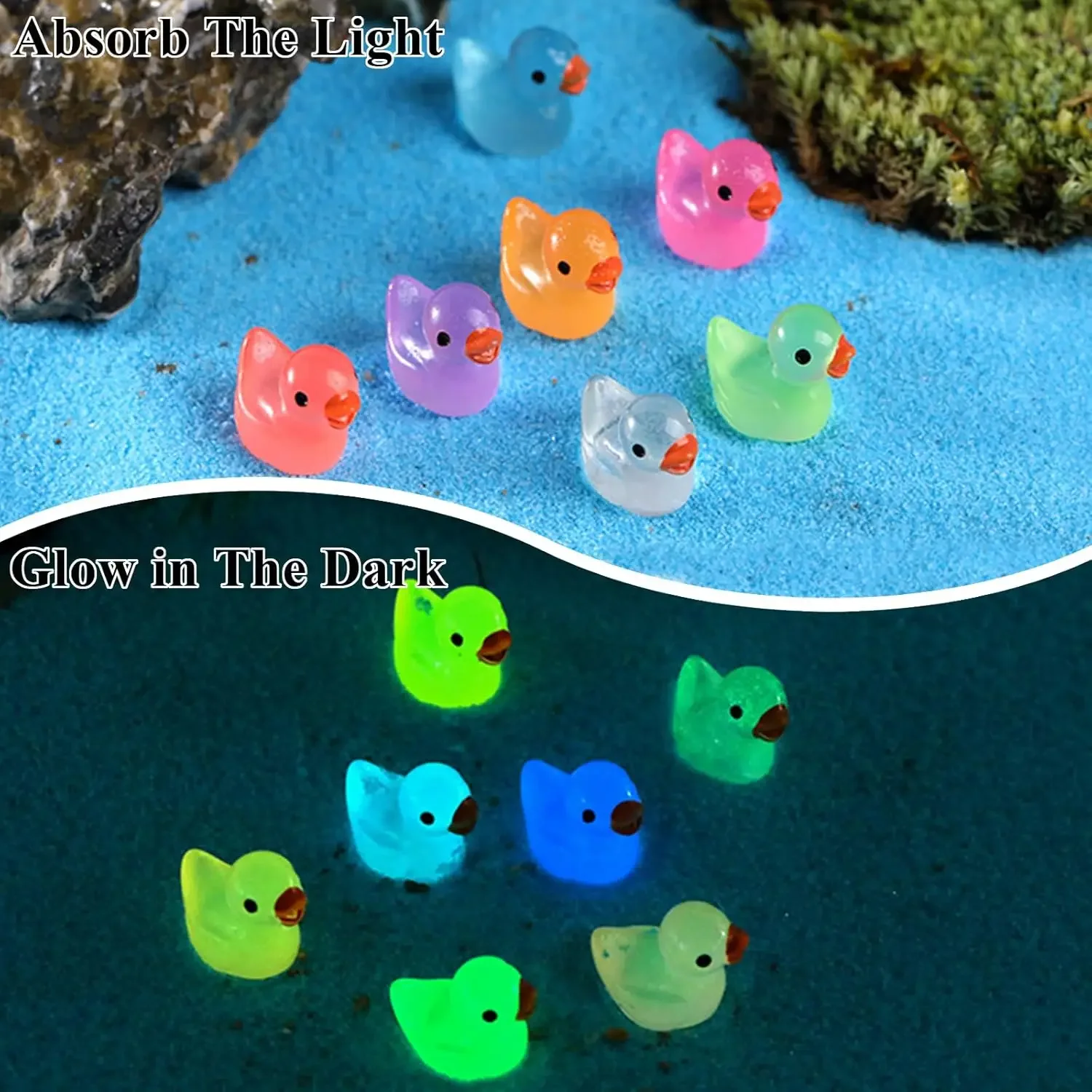 30/60/100PCS Glowing Mini Resin Little Ducks Moss Microlandscape Miniature Duck Figurines Fairy Garden Accessories Home Decor image 4