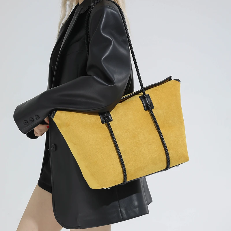 

Vintage Tote 5 Colors Faux Suede Women Bag Trend Y2k Single Shouder Side Bag Ladies Fashion Large Capacity Shopping Handbag