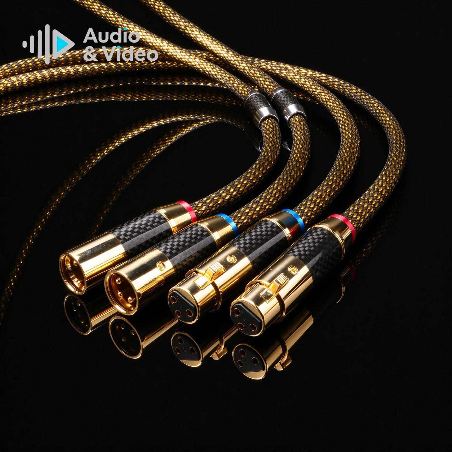 Złoty kabel XLR 8N OCC posrebrzany, pozłacany kabel audio referencyjny RCA z wtykami RCA XLR do wzmacniacza i miksera. — zdjęcie produktu 6