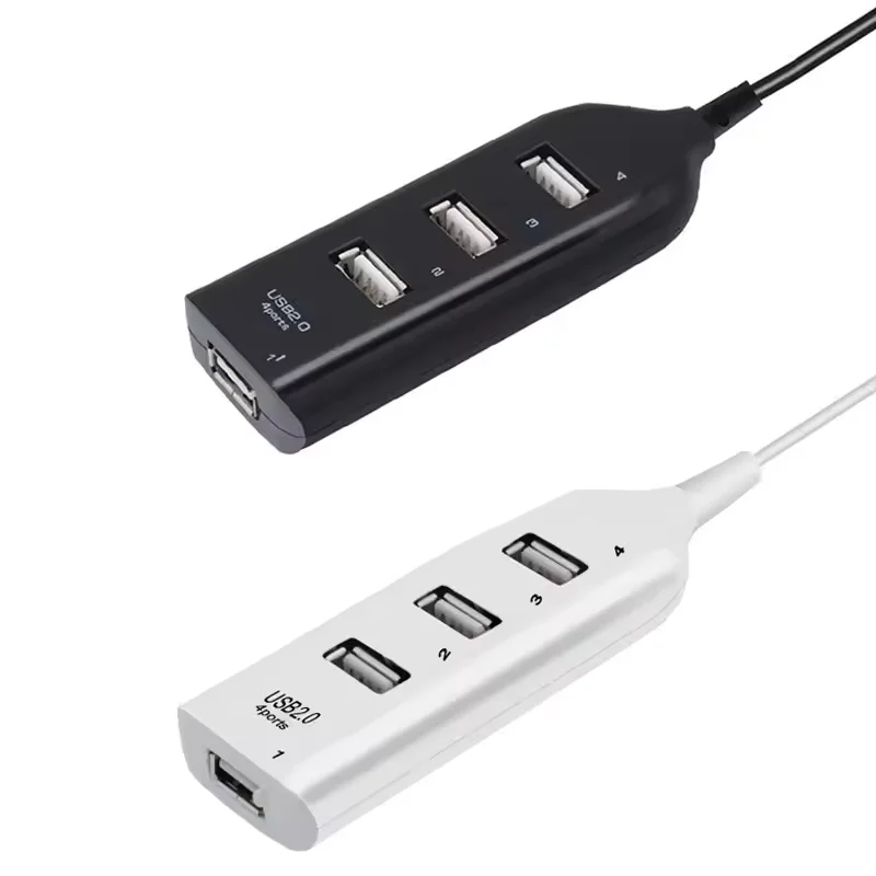 Hochgeschwindigkeits-USB-Hub, 4-Port-USB 2.0 mit Kabel, Mini-USB-Splitter-Hub, verwenden Sie Netzteil mit mehreren Steckdosen für PC, Laptop, Notebook