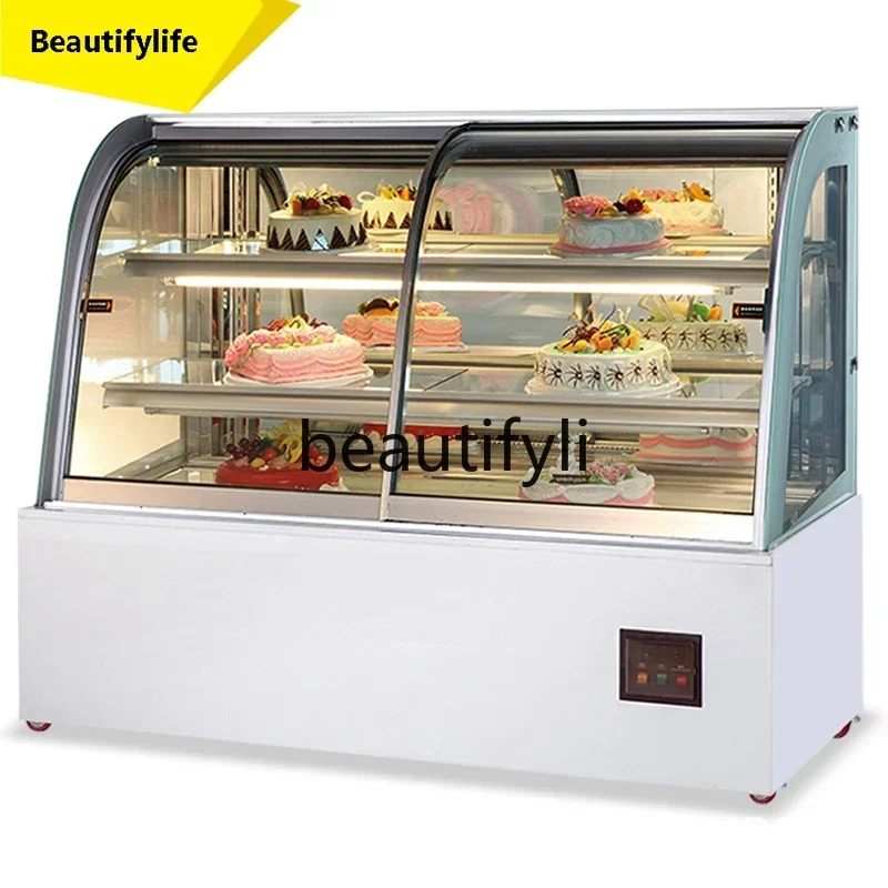 

Curved Cake Refrigerated Display Cabinet Fruit Delicatessen Dessert Fresh-keeping Cabinet Commercial Air-cooled Glass Freez