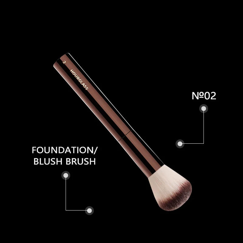 Pędzel do makijażu Hourglass - nr 2 do podkładu/różu, miękki i przyjazny dla skóry włosie z włókien, modny design, pojedynczy pędzel do twarzy.