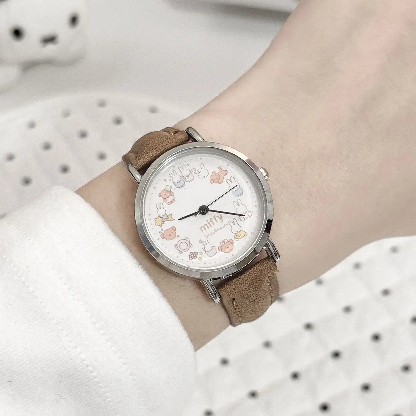 Reloj Miffy para Mujer, Reloj de Pulsera para Estudiantes, Esfera Pequeña, para Estudiantes de Secundaria y Preparatoria, Reloj de Cuarzo con Agujas, Regalo de Cumpleaños