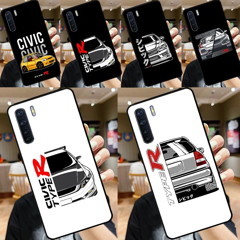 JDM Type R Civic Sport Car For OPPO A74 A54 A94 A15 A17 A77 A79 A58 A78 A98 A5 A9 A16 A76 A96 A52 A72 A53S A57S Case