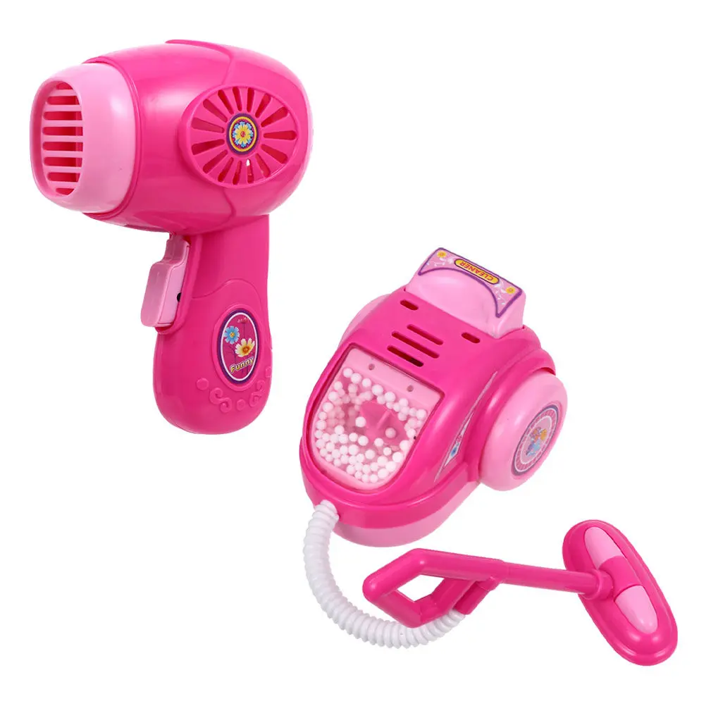2Pcs Simulating Hair Dryer Vacuum Cleaner Funny Home Appliance Playhouse for Kids Children's Creative Play House Plaything