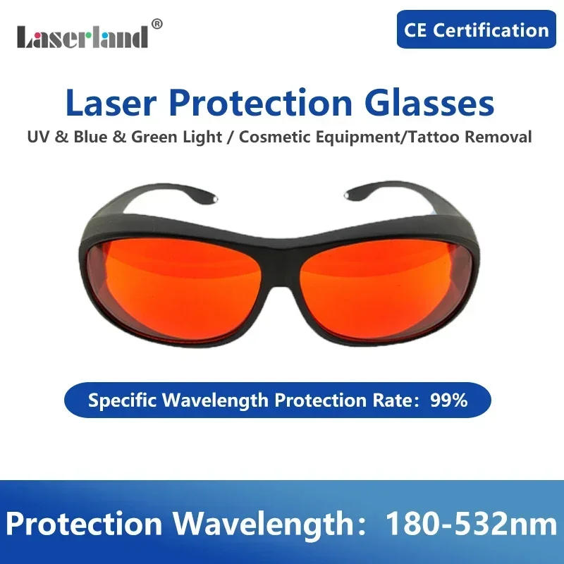 Professional Laser Glasses Protection for 405nm UV  450nm Blue  and 520nm 532nm Green  OD4 T1-F