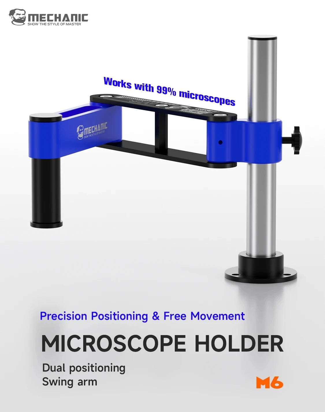MECHANIC M6 Dual positioning 360 ° Rotation Adjustable Swing Arm Universal Trinocular Microscope for Phones PCB Repair tools set