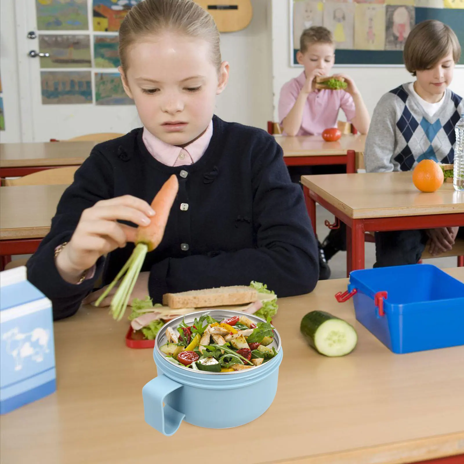 

Large Instant Noodle Bowl Portable Stainless Steel PP ABS Heat Insulation Multipurpose for Office Kitchen Travel Soup