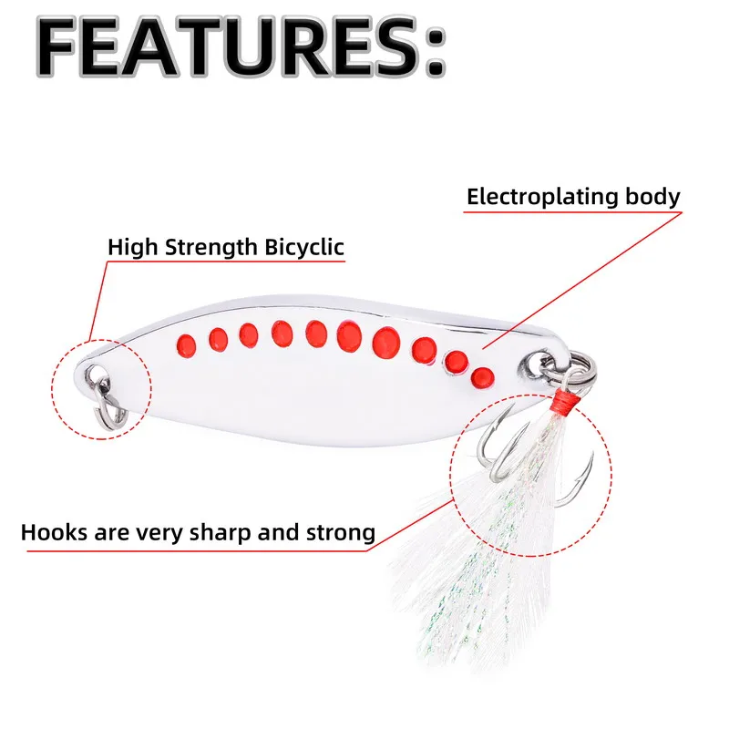 4pcs Metal Vib Leech Spinners Spoon Lures 2.5g-25g Artificial Bait Pesca Fishing Lure Hook Tackle Set for Bass Pike Perch