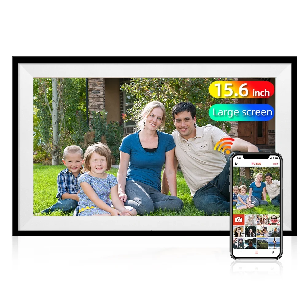 2026 32GB Large Size Digital Photo Frame 15.6 Inch With 1920 * 1080 IPS Screen, WiFi Smart Picture Frame Upload Photos Via Frame