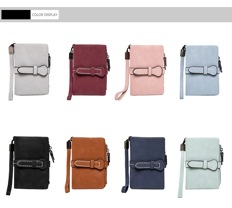 MIYIN Kurze Geldbörse für Damen, minimalistisch, doppelt gefaltet, multifunktional, Null-Geldbörse mit Kartenhalter, Münzgeldbörse mit Identitätsfenster – Detail 4