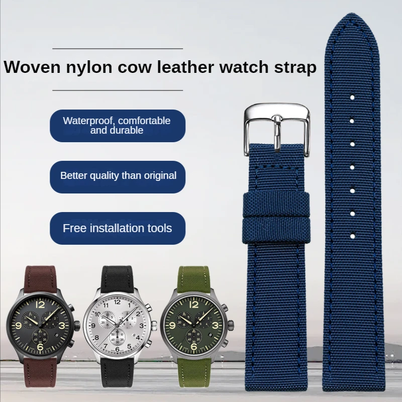 Durable Women Nylon Watchband for Citizen Jeep Tissot Seiko Casio Amani Men Women Waterproof Sweat-Proof Leather Accessories