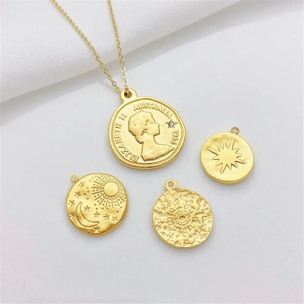Stainless Steel Retro Sun Moon Stars Dragonfly Pendant Handmade DIY String Bracelet Necklace Jewelry Material Accessories