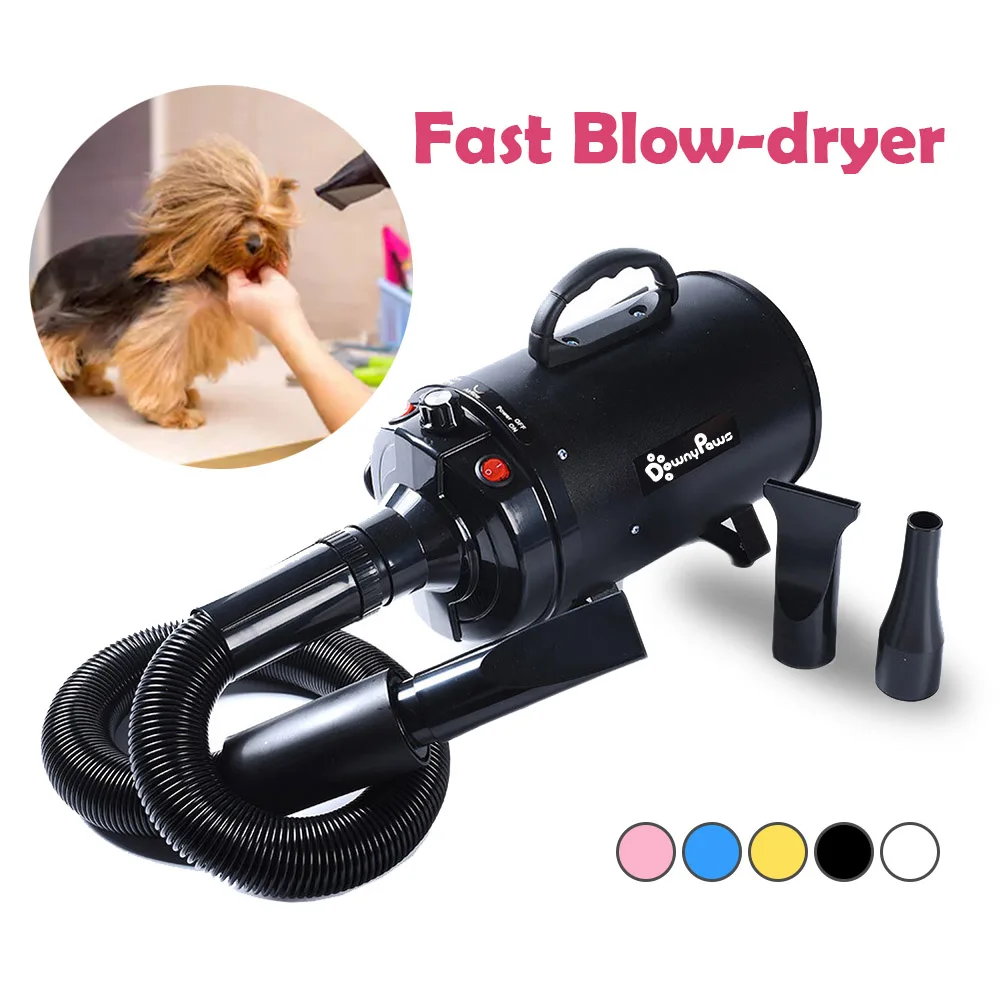 

2800W Pet Hair Dryer Silent Temperature High Power Stepless Speed Regulation Quick Blow Dry with 3 Nozzles and Extendable Hose