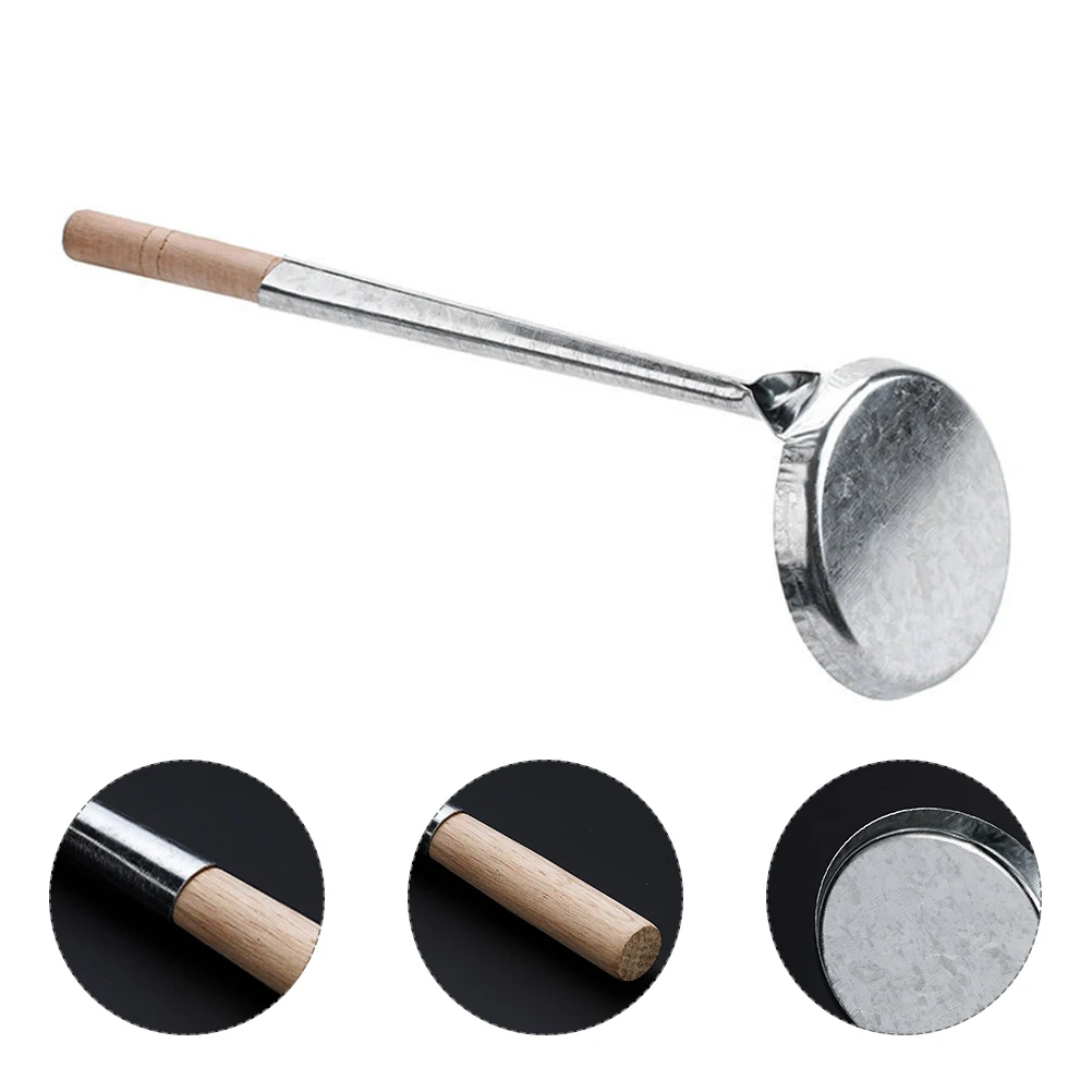 

Premium Frying Snack Home Kitchen Tool Ferroalloy Wooden Handle Non Stick Oil Spoon Lightweight For Restaurant Portable