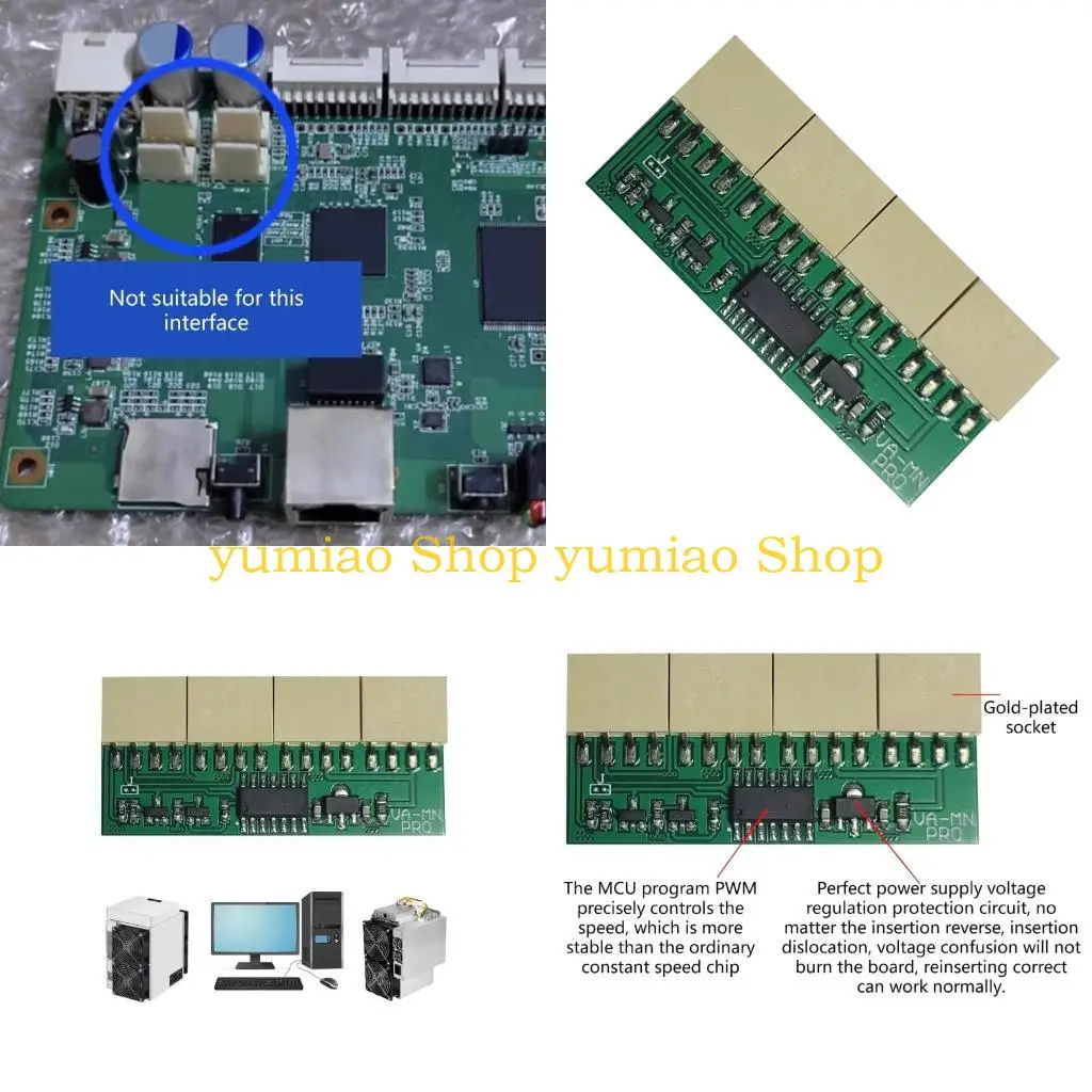 

587B 4 in 1 Fan Emulator Fan Speed Enhancer 3000PRM to 8400RPM Rapid Controller for S19 S19pro D9 Computer Cooling