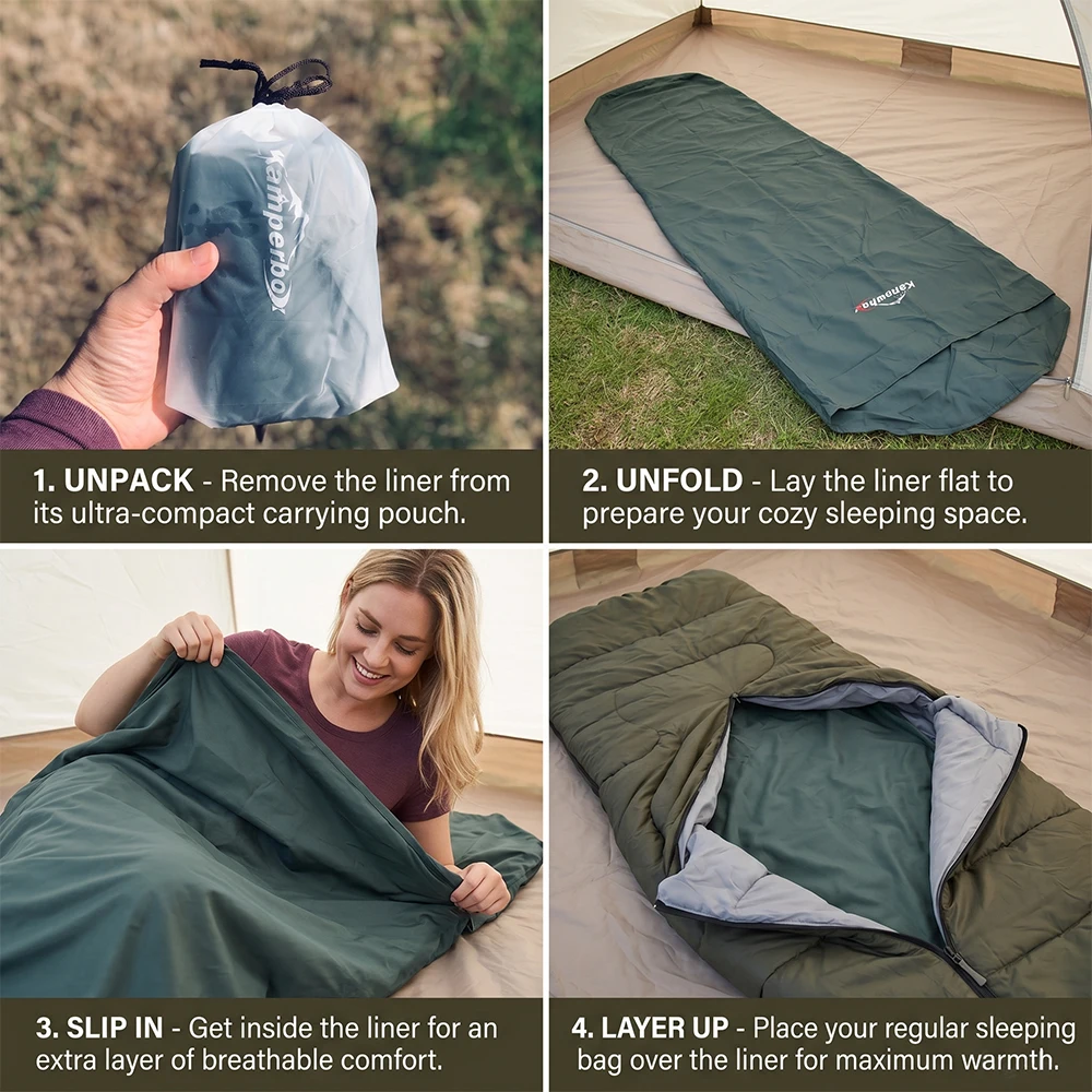 Kamperbox Camping Sleeping Bag Liner Liner Sleeping Bag Liner Bag Lightweight Sleeping Bag Mummy Rectangular