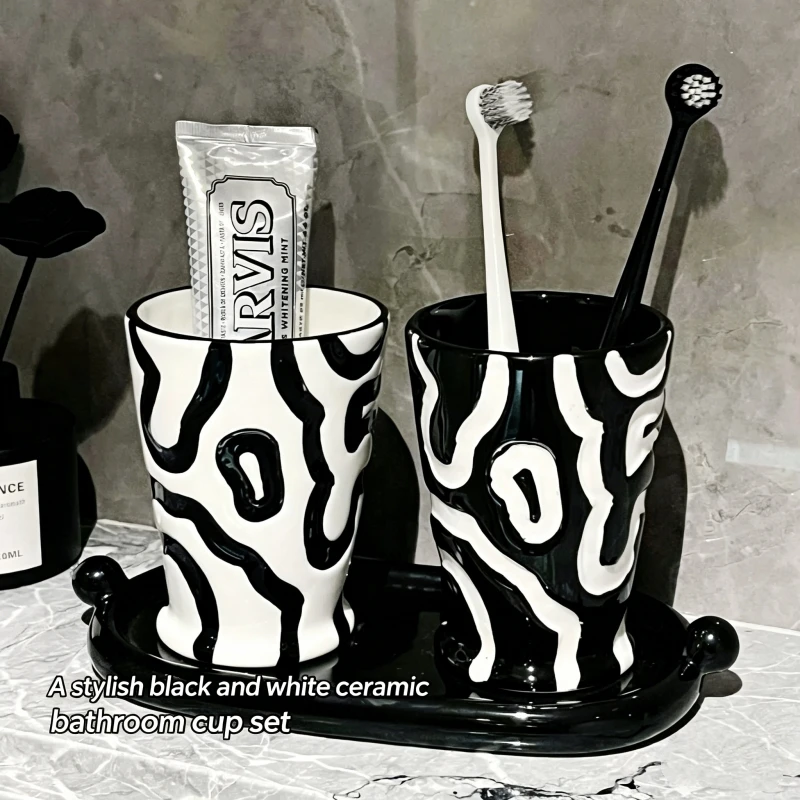 

Creative Totem Mouthwash Cup for Couples Nordic Brushing Cup Ceramic Household Toothbrush Cup Advanced Feel Toothbrush Cup