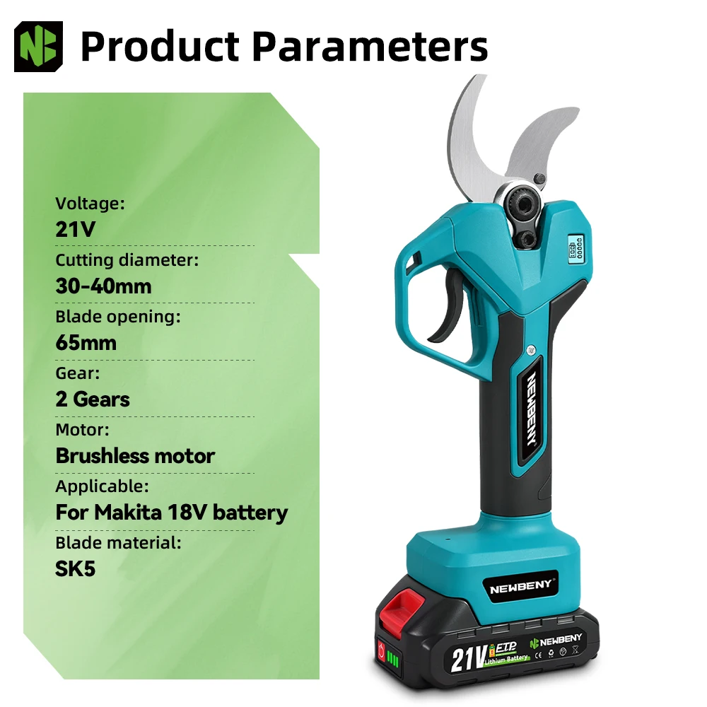 NEWBENY 65MM Bürstenlose Elektrische Schere Kabellose Astschere für Obstbäume Garten-Elektrowerkzeug für Makita-Akkus – Detail 3