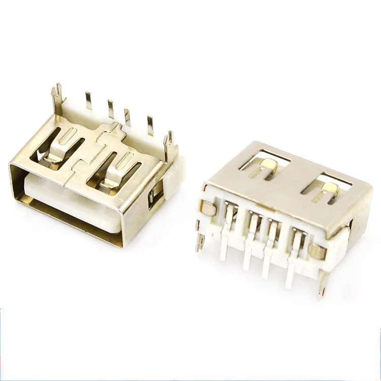 AF90 ° 10.0 rear two pin insert 5.7mm flat port white glue two harpoon pin short body USB female connector