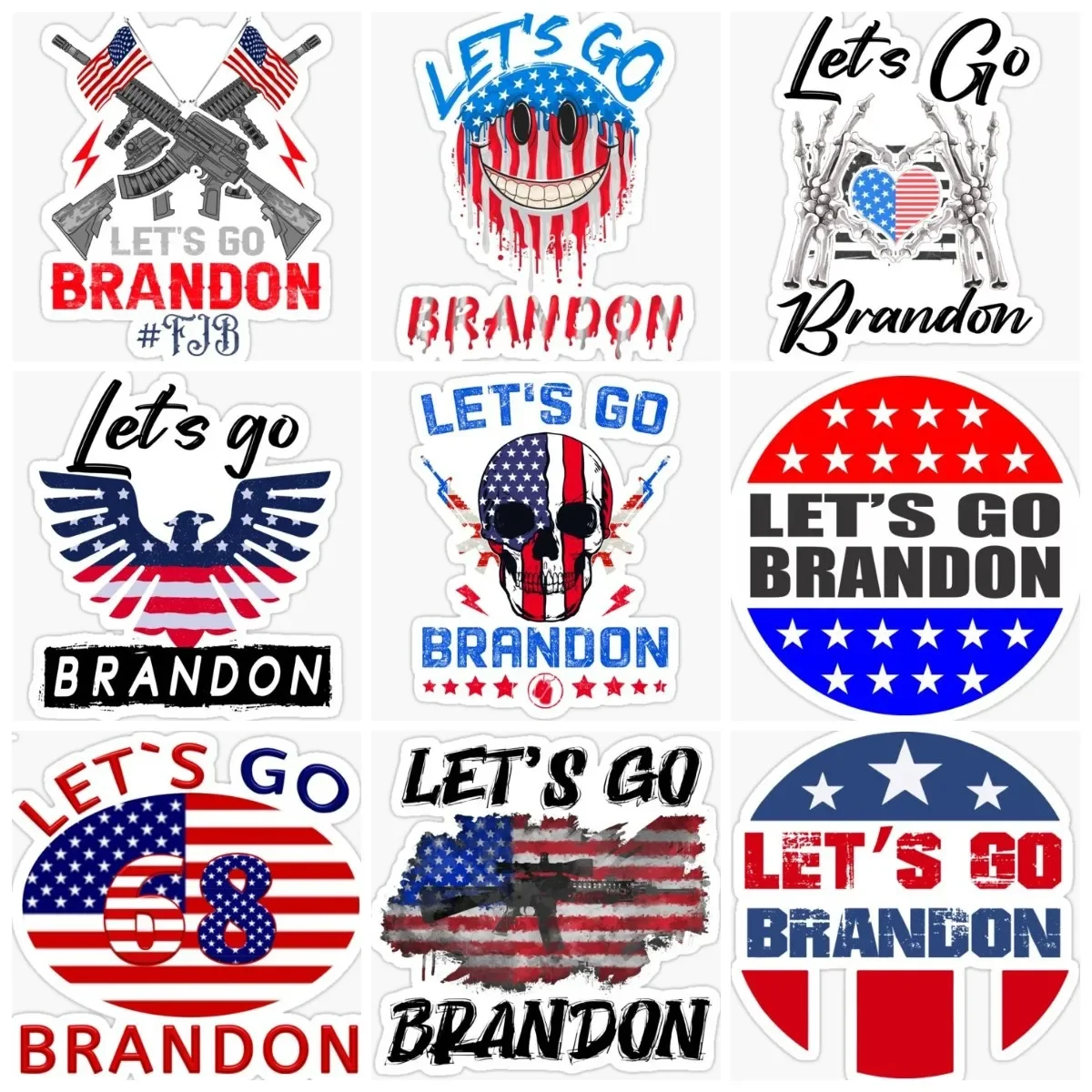 

Let's Go Brandon American Flag Sticker Car Window Truck Book Wall Moto Bicycle Glass Helmet Racing Van Camper Decal Customizable
