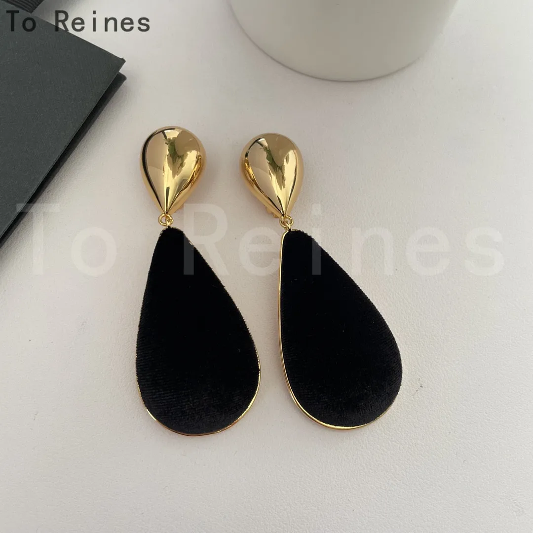 

To Reines Vintage Flannel Water Drop Earrings For Women Lightweight Smooth Metal Waterdrop Eardrop Trendy Senior Banquet Jewelry