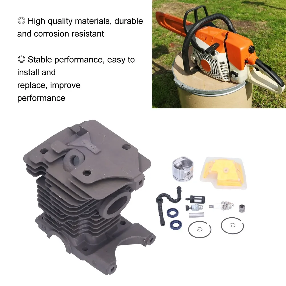 Durable Grey Cylinder Piston Kit Metal Easy to Install Piston Air Filter Set Compact Engine Cylinder Kit for Stihl MS270 MS280